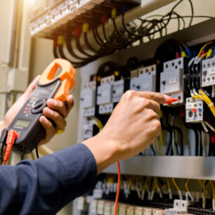 Electrician,Engineer,Work,Tester,Measuring,Voltage,And,Current,Of,Power